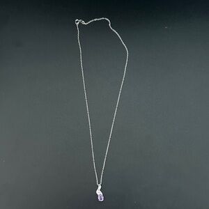 Silver and Purple Pendant Necklace